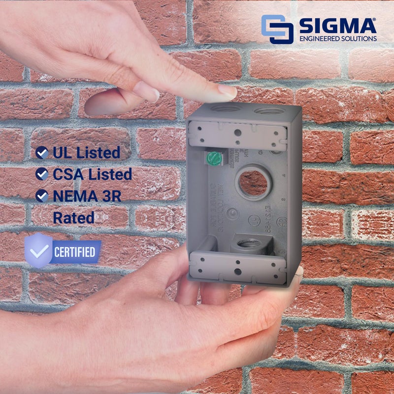 Sigma Engineered Solutions Sigma Electric, Gray Count (Pack of 1) Sigma Engineered Solutions, 14251 1/2-Inch 4 Hole 1-Gang Box - Image 3